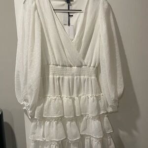 Elegant White Ruffled Dress